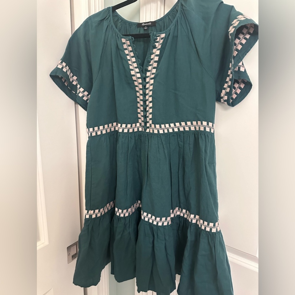 Madewell flutter sleeve linen blend dress size small